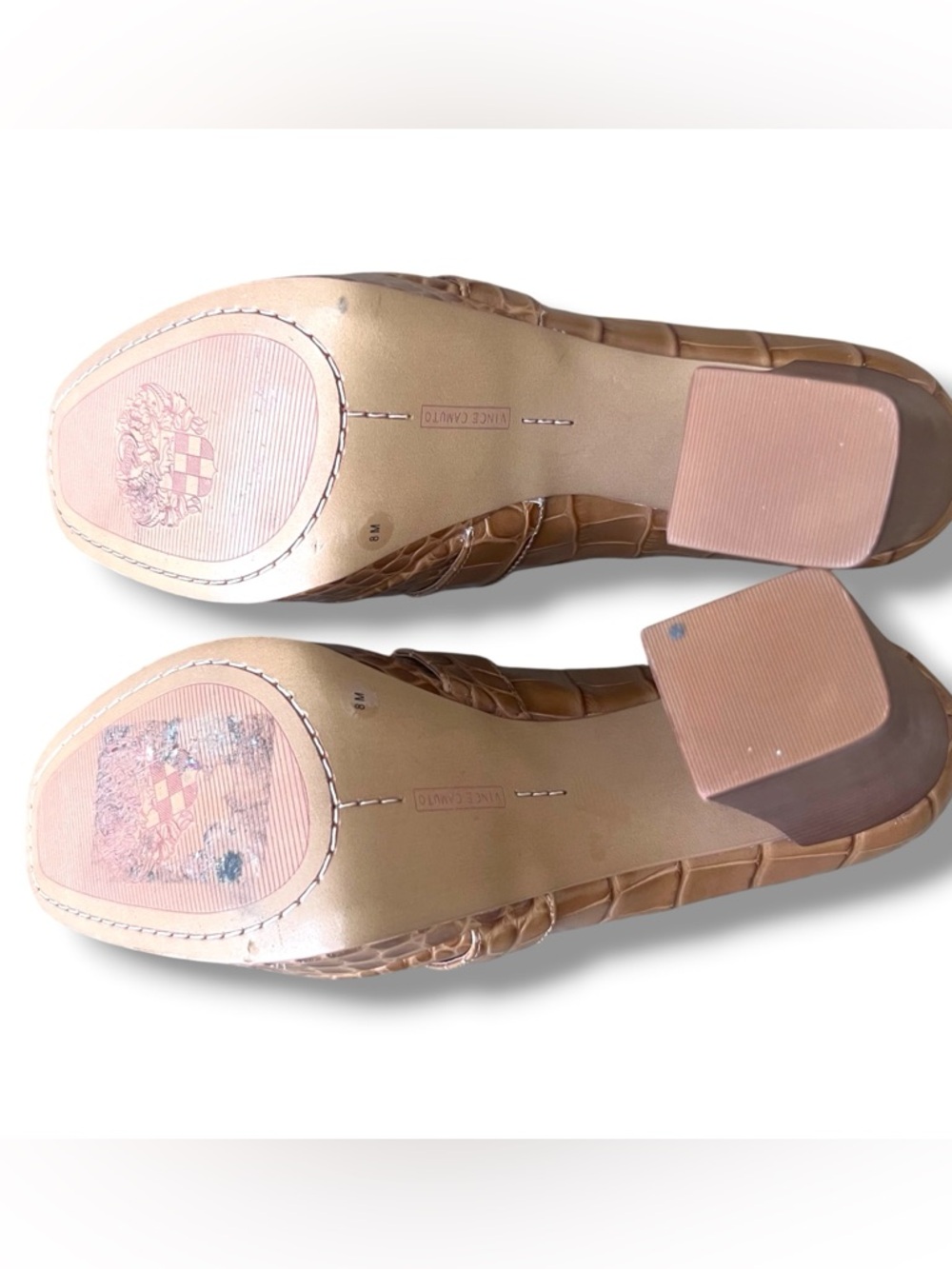 Vince Camuto women’s Mebrana Platform Pumps Croc-Embossed Tan Leather Size 8 - Picture 4 of 5